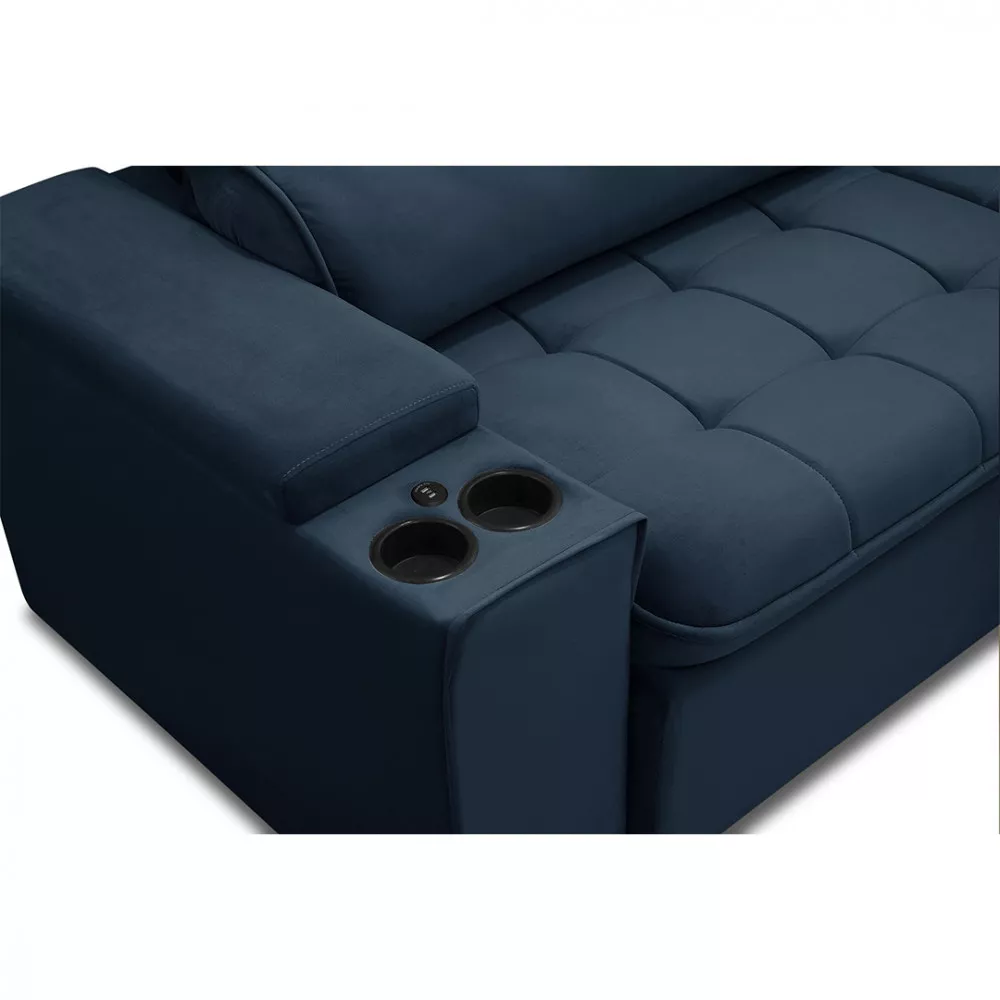 Sofá Ferguile Genebra 3 Lugares Com Porta Copo e USB