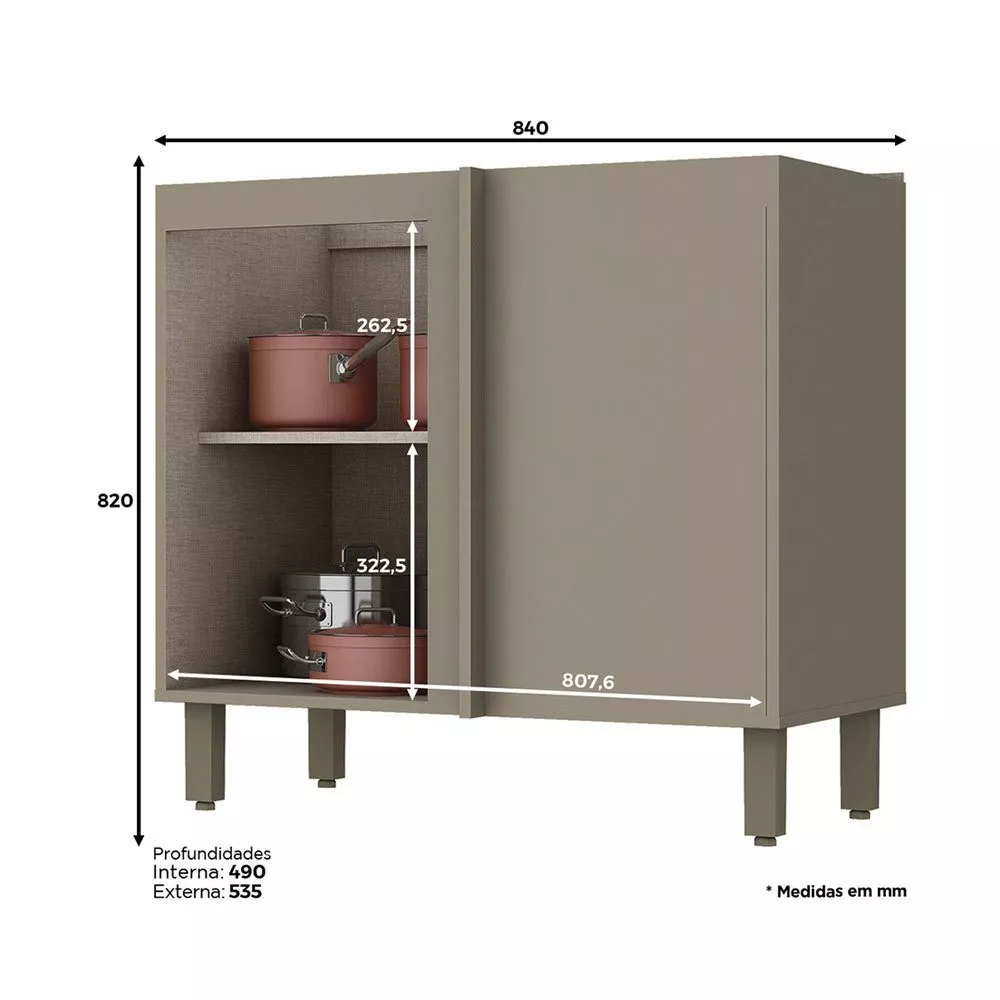 Balcão Henn 1 Porta sem Tampo Connect C68