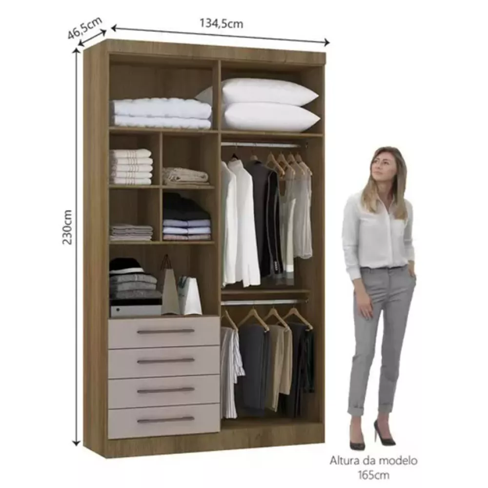 Guarda Roupa Modulado Eucamoveis Paris 4 Portas 4 Gavetas