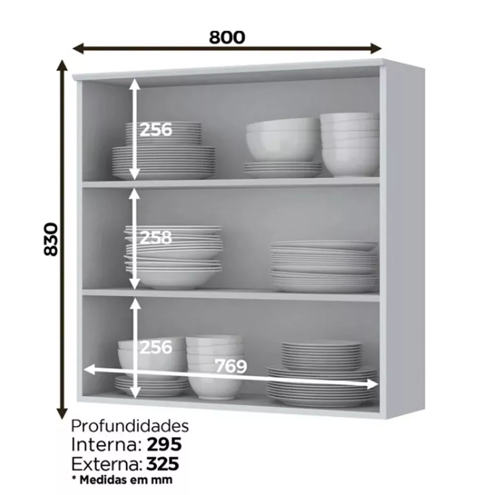 Armário Aéreo Henn Americana 2 Portas Com Vidro