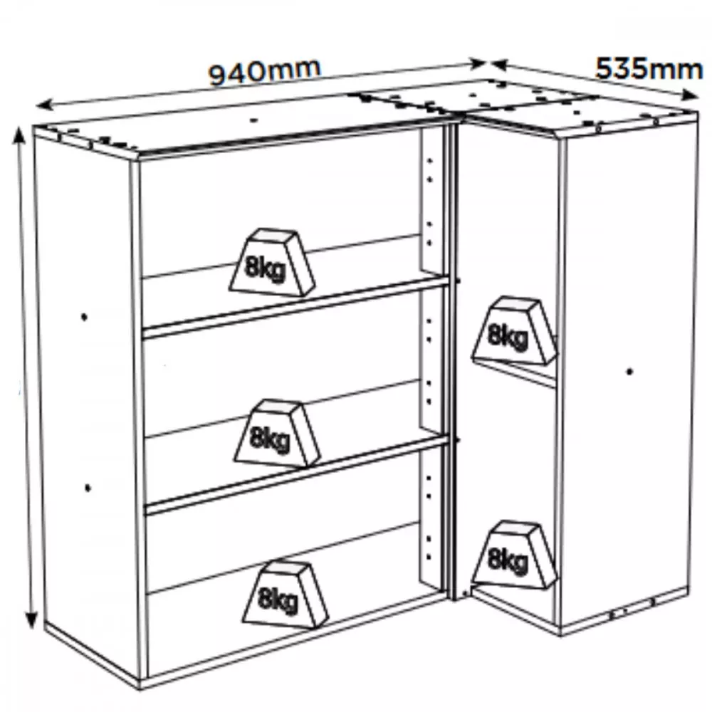Armário Aéreo Canto Reto 1 Porta Requinte Henn