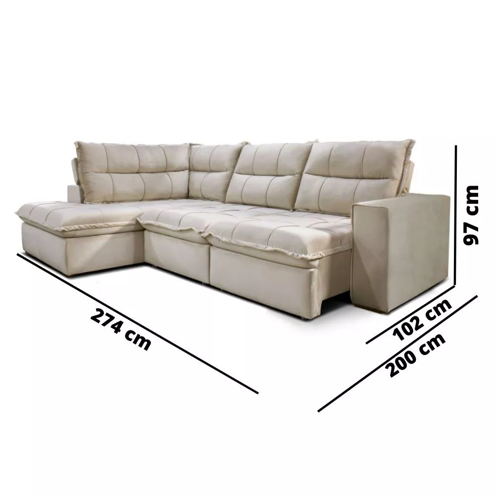 Sofá/ Estofado Solar Campus Com 2 Lugares e Chaise Direto