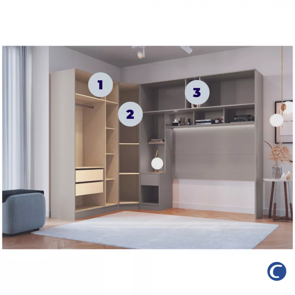 Quarto Modulado Móveis Castro 3 Peças