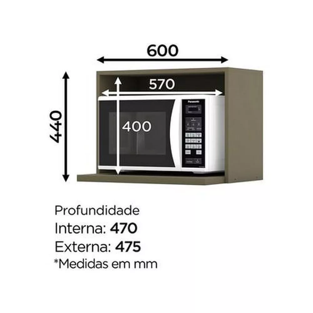 Armário Aéreo Connect Para Microondas 60cm Henn