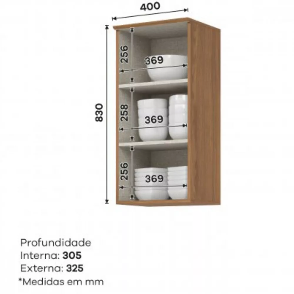 Armario Aéreo 1 Porta 40cm Requinte Henn