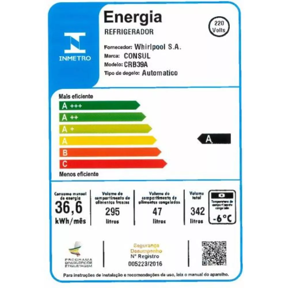 Image 4 of 5 of Refrigerador Consul Frost Free 342 Litros com Controle de Temperatura CRB39