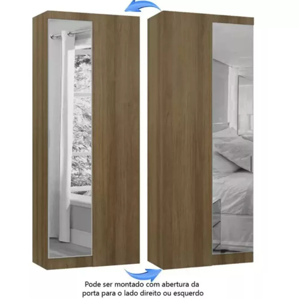 Modulo Guarda Roupa Eucamoveis Paris Canto Reto 1 Porta Com Espelho