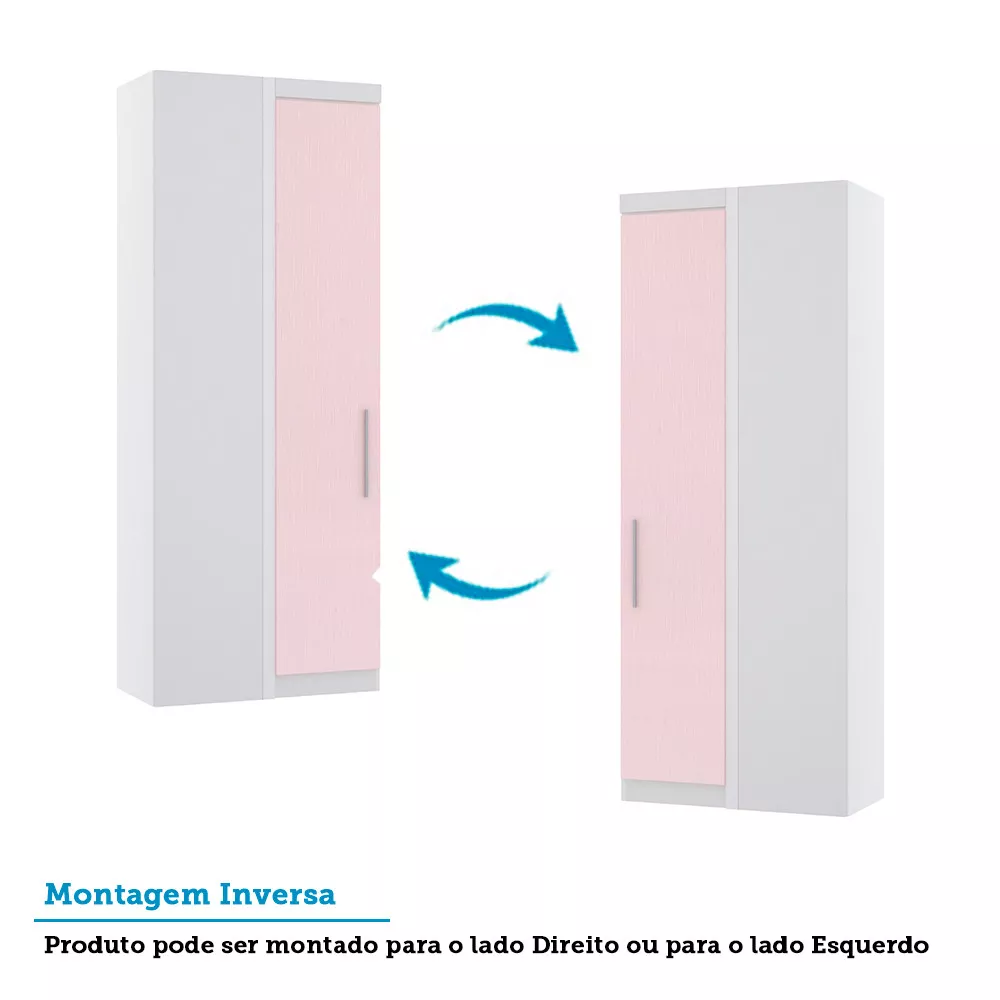 Guarda Roupa de Canto Reto Modulado 90cm 1 Porta Alpes Luciane Móveis