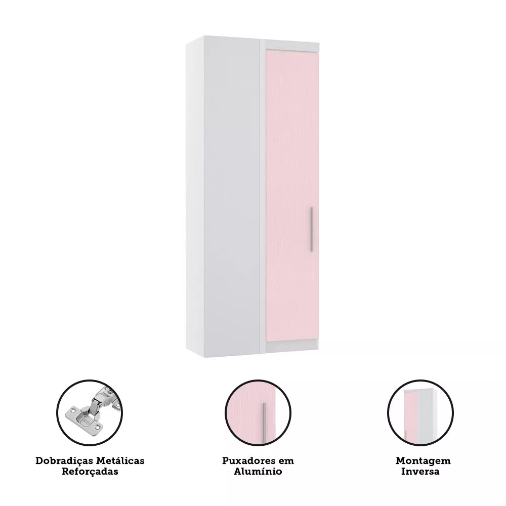 Guarda Roupa de Canto Reto Modulado 90cm 1 Porta Alpes Luciane Móveis