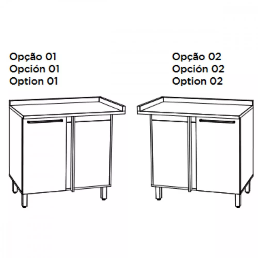 Balcão Canto Reto 1 Porta Requinte Sem Tampo Henn