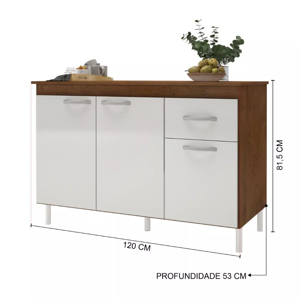 Balcão para Pia 120cm Indekes sem Tampo 6115.491