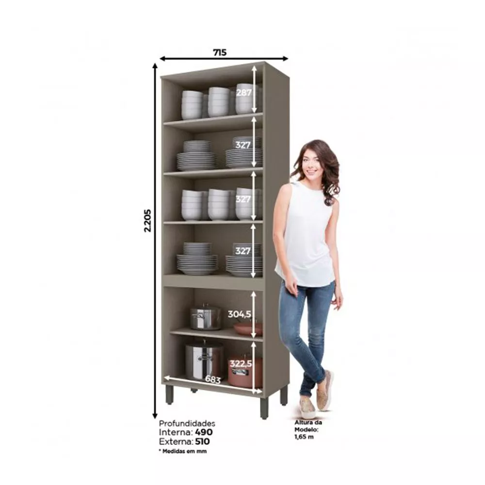 Cristaleira 4 Portas 71,5 cm  Henn