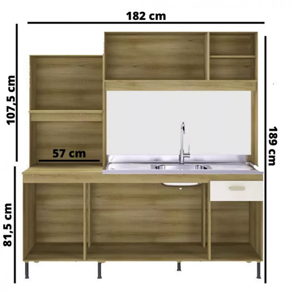 Cozinha Indekes Sevilha 6 Portas 1 Gaveta Sem Tampo 1,82M 6170 6170-1-768