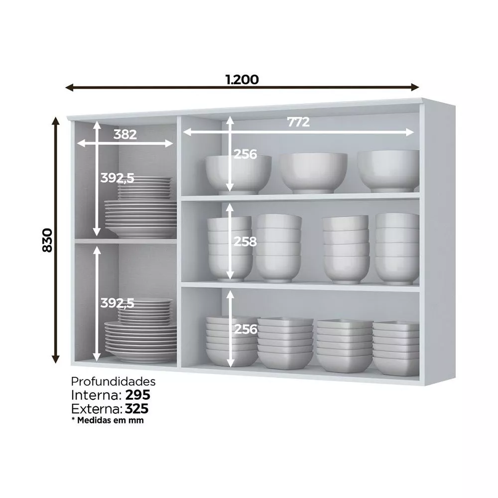 Armário Aéreo Henn 120cm 3 Portas Americana