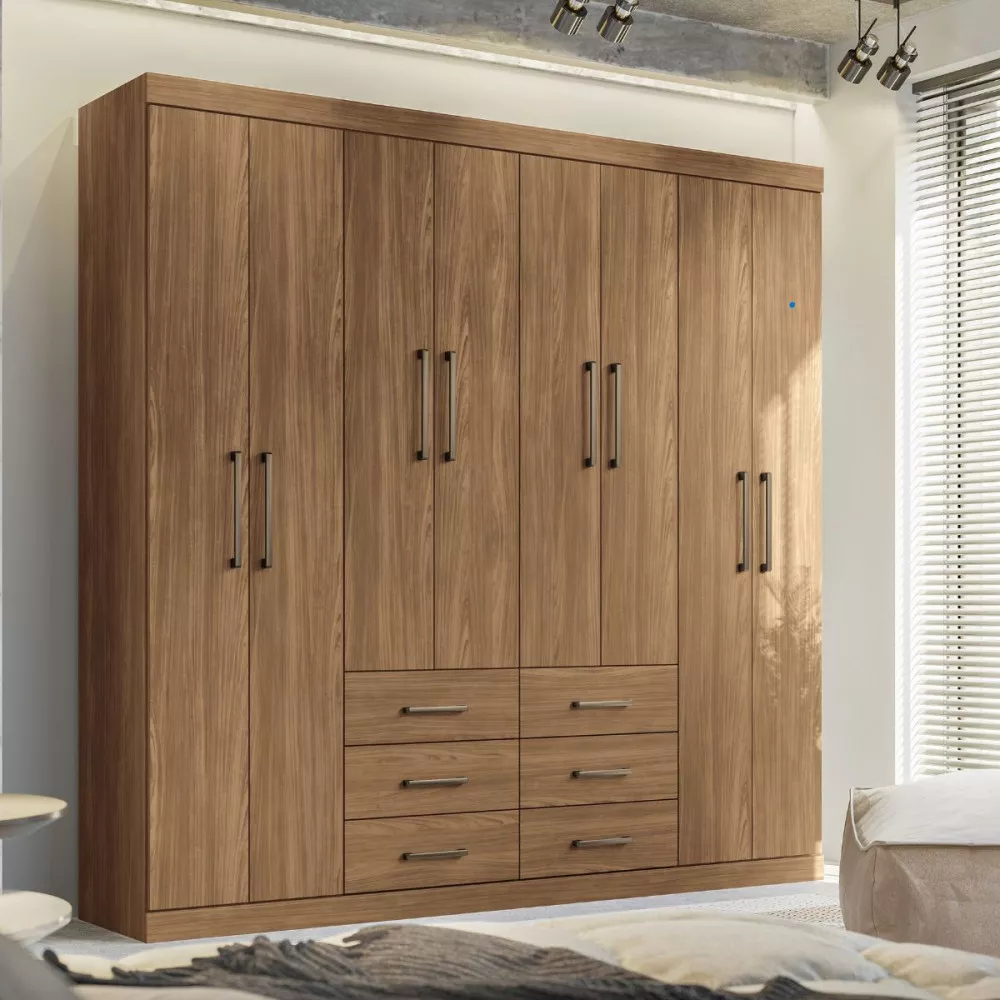 Guarda Roupa Santos Andirá Liverpool Casal 8 Portas 9 Prateleiras