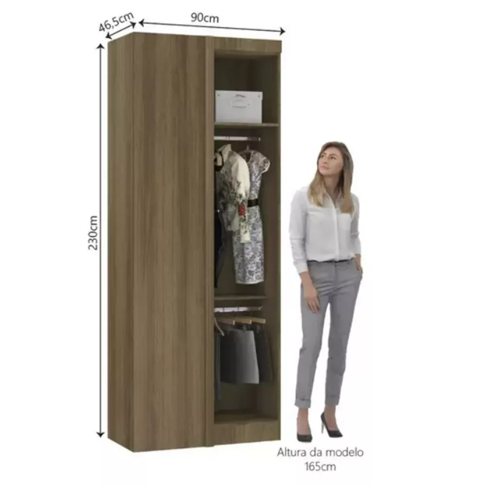 Modulo Guarda Roupa Eucamoveis Paris Canto Reto 1 Porta
