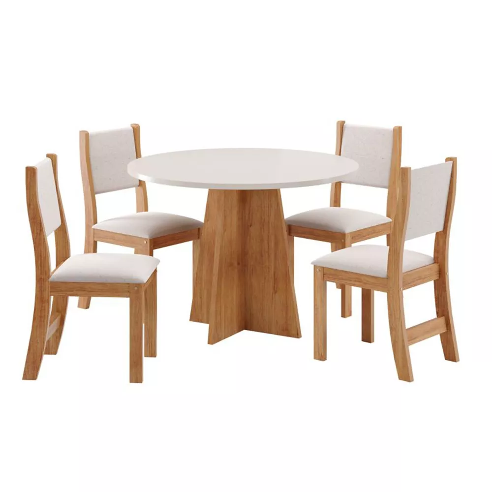 Conjunto De Mesa Vieiro Slin Redonda Com 4 Cadeiras