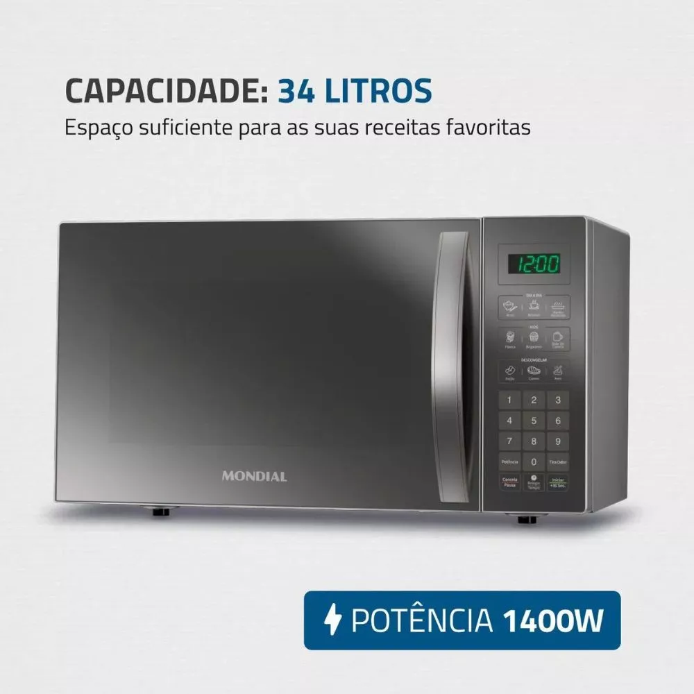 Image 2 of 6 of Micro-ondas Mondial 34 Litros 1.400W Espelhado