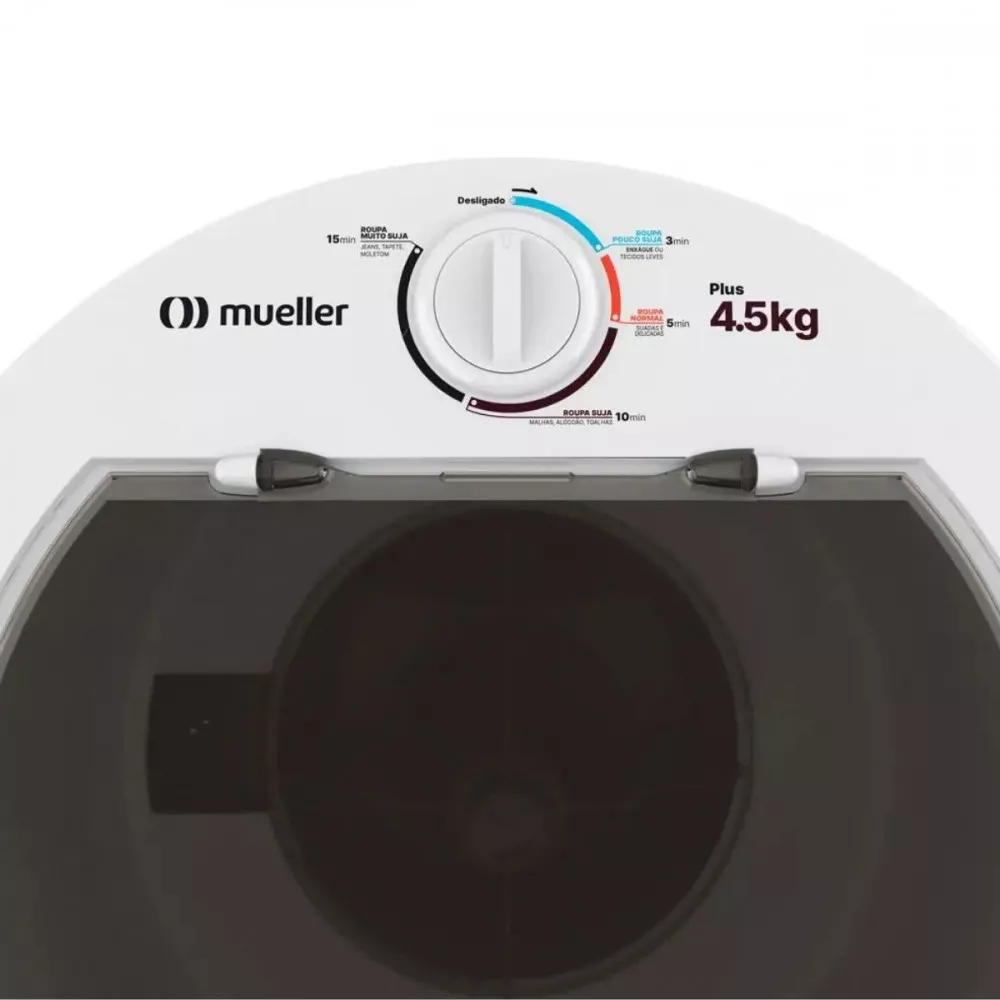 Lavadora Semiautomática Mueller Plus 4.5 KG Timer Superior 3 Programas Agitador Eficiente