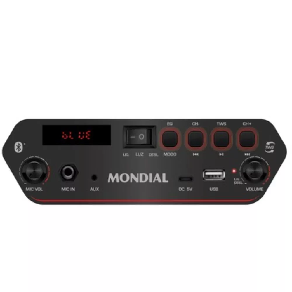 Caixa Amplificada Mondial CM-150 com Bluetooth, USB, Rádio FM e Função TWS - 150W