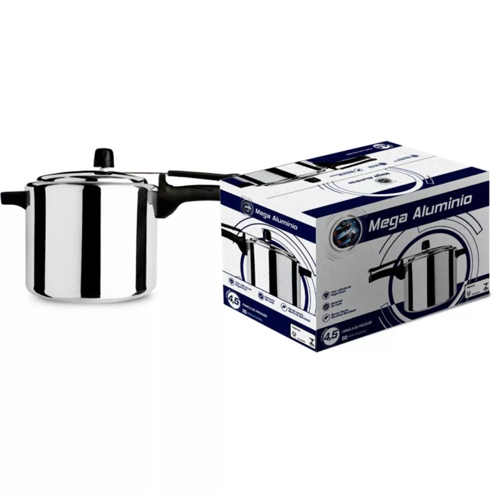 Image 1 of 2 of Panela De Pressão Mega Alumínio Polida 4,5 L