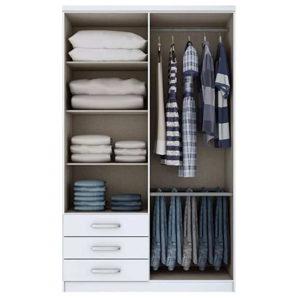 Guarda-Roupa Solteiro 4 Portas 3 Gavetas Henn Caju