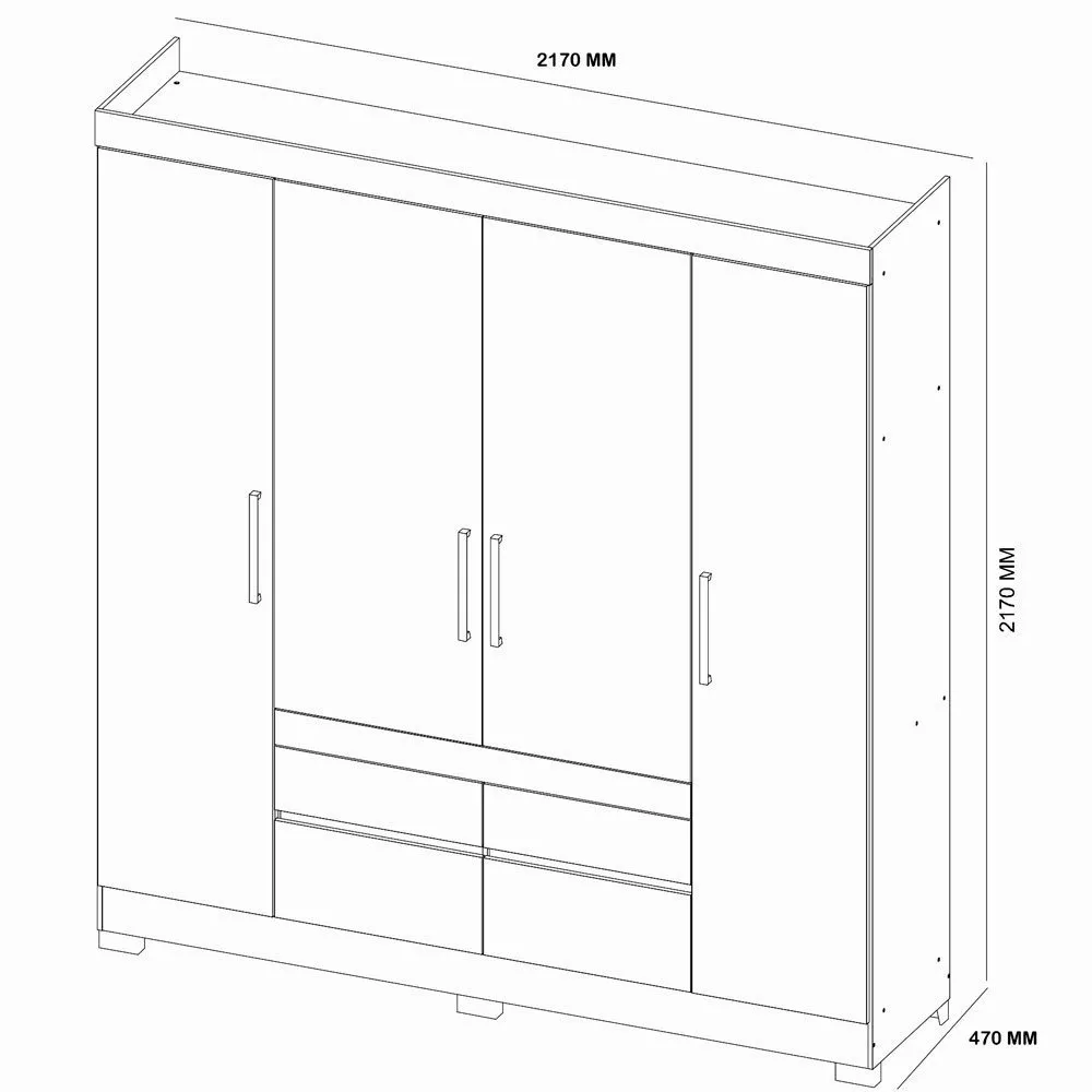 Guarda Roupa Demobile Bilbao 4 Portas 4 Gavetas 79CB