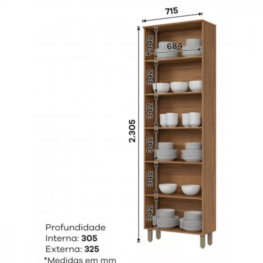 Cristaleira 2 Portas Com Vidro Reflecta Requinte Henn 71,5