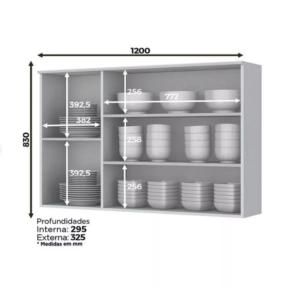 Armário de Cozinha Henn Americana 3 Portas 120 cm C352-05