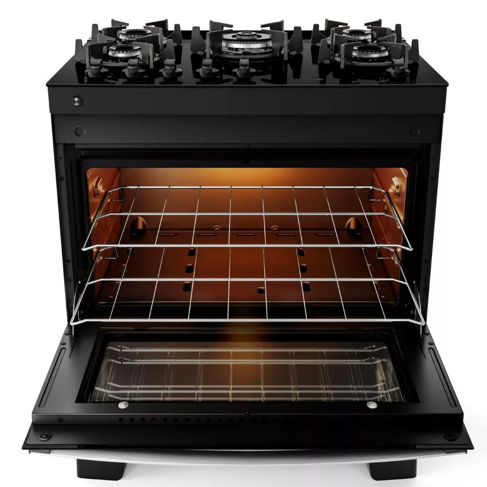 Fogão 5 Bocas com Mesa de Vidro Atlas Agile Up Glass New