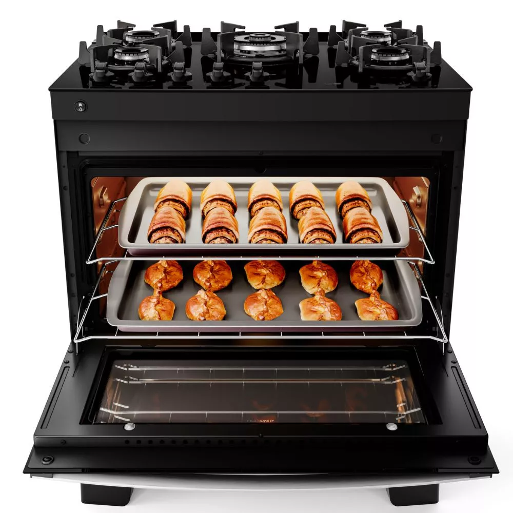 Fogão 5 Bocas com Mesa de Vidro Atlas Agile Up Glass New