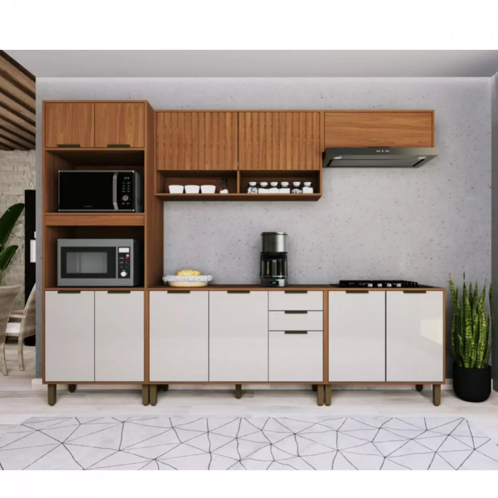 Balcão Cozinha Para Pia 3 Portas 2 Gavetas 1,20cm Paris Indekes