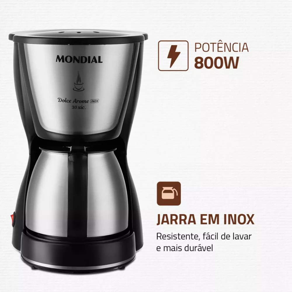 Cafeteira Elétrica Mondial Dolce Arome C-37JI-30X 800W