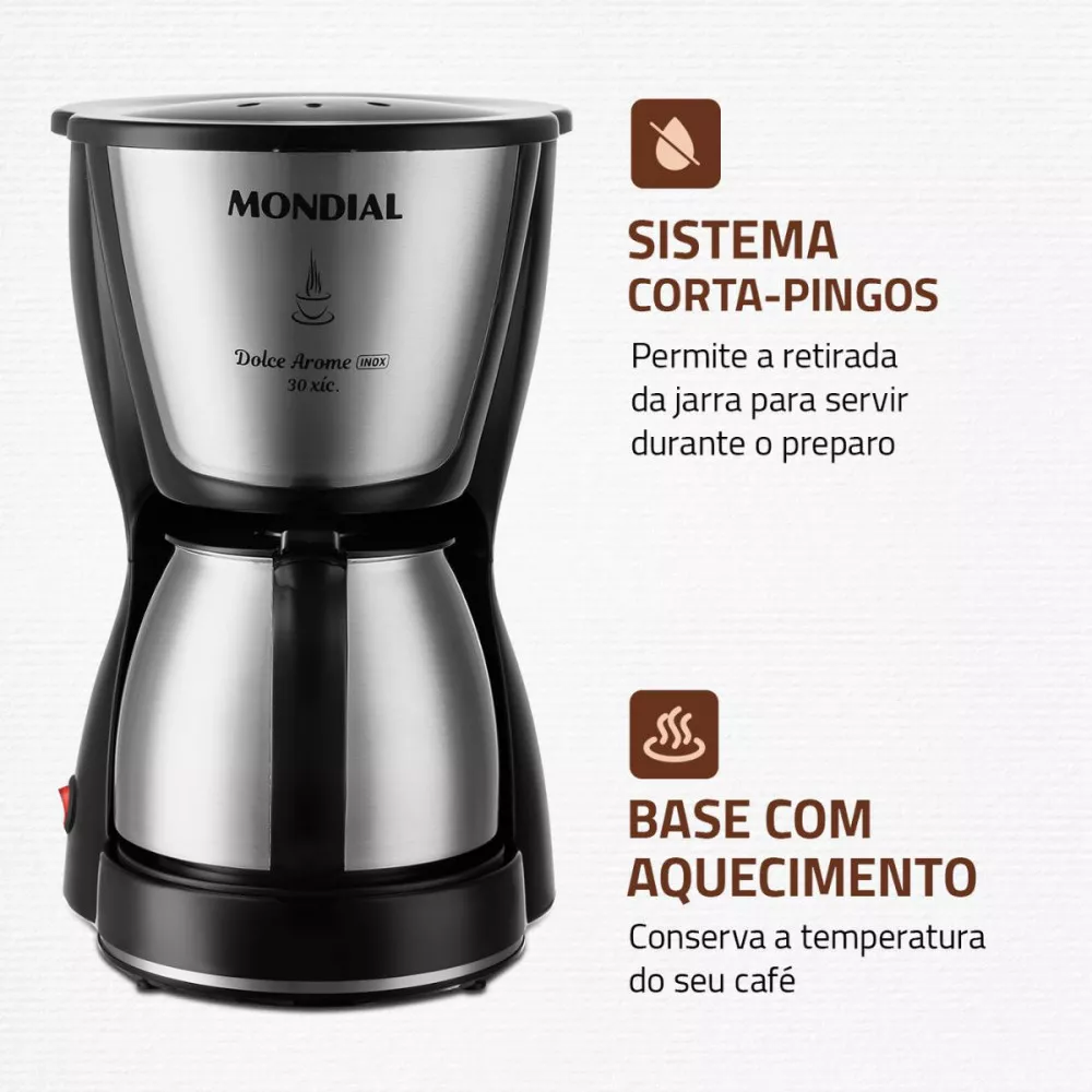 Cafeteira Elétrica Mondial Dolce Arome C-37JI-30X 800W