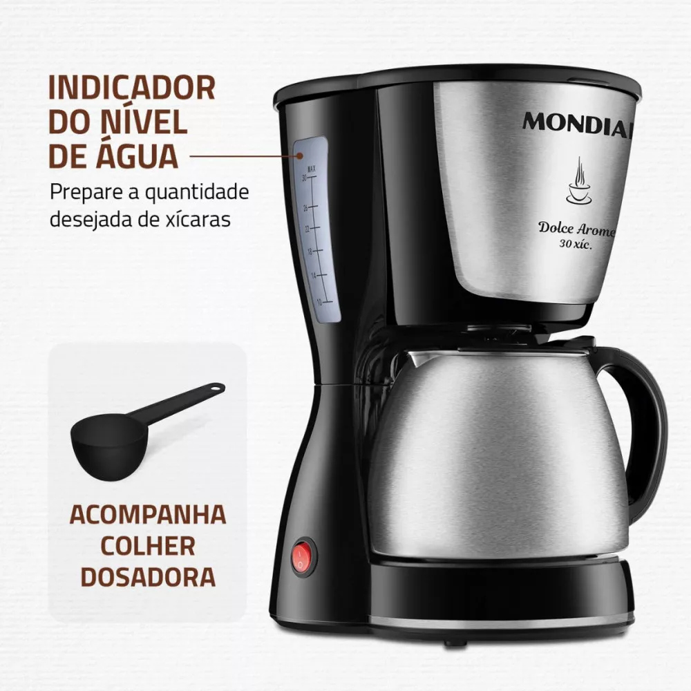 Imagem 8 de 10 de Cafeteira Elétrica Mondial Dolce Arome C-37JI-30X 800W