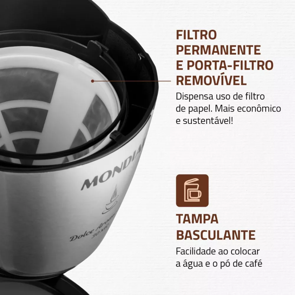 Imagem 9 de 10 de Cafeteira Elétrica Mondial Dolce Arome C-37JI-30X 800W