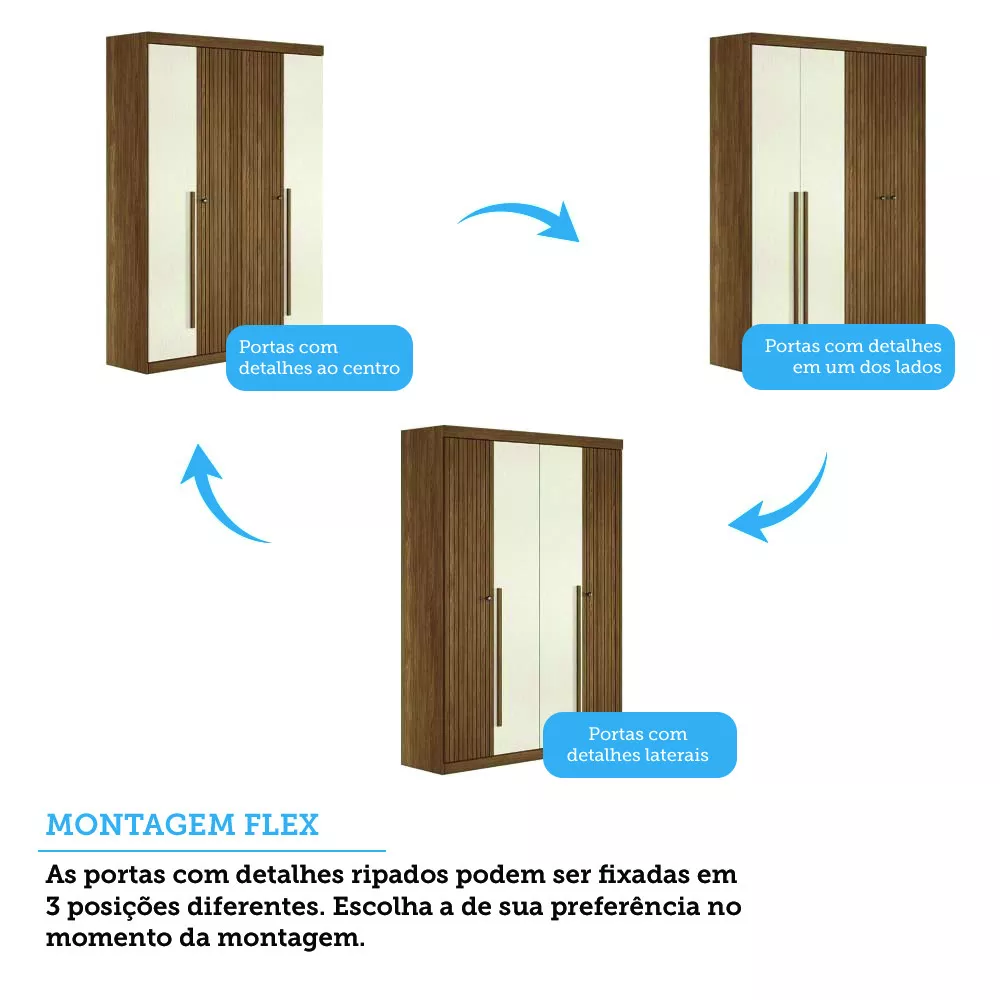 Guarda Roupa Solteiro 4 Portas Flex Buriti Santos Andirá