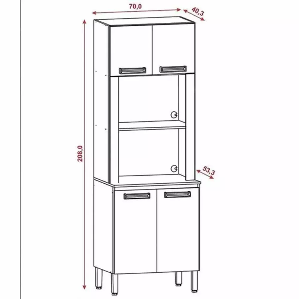 Paneleiro Kits Paraná Ametista Duplo 4 Portas Sem Gavetas