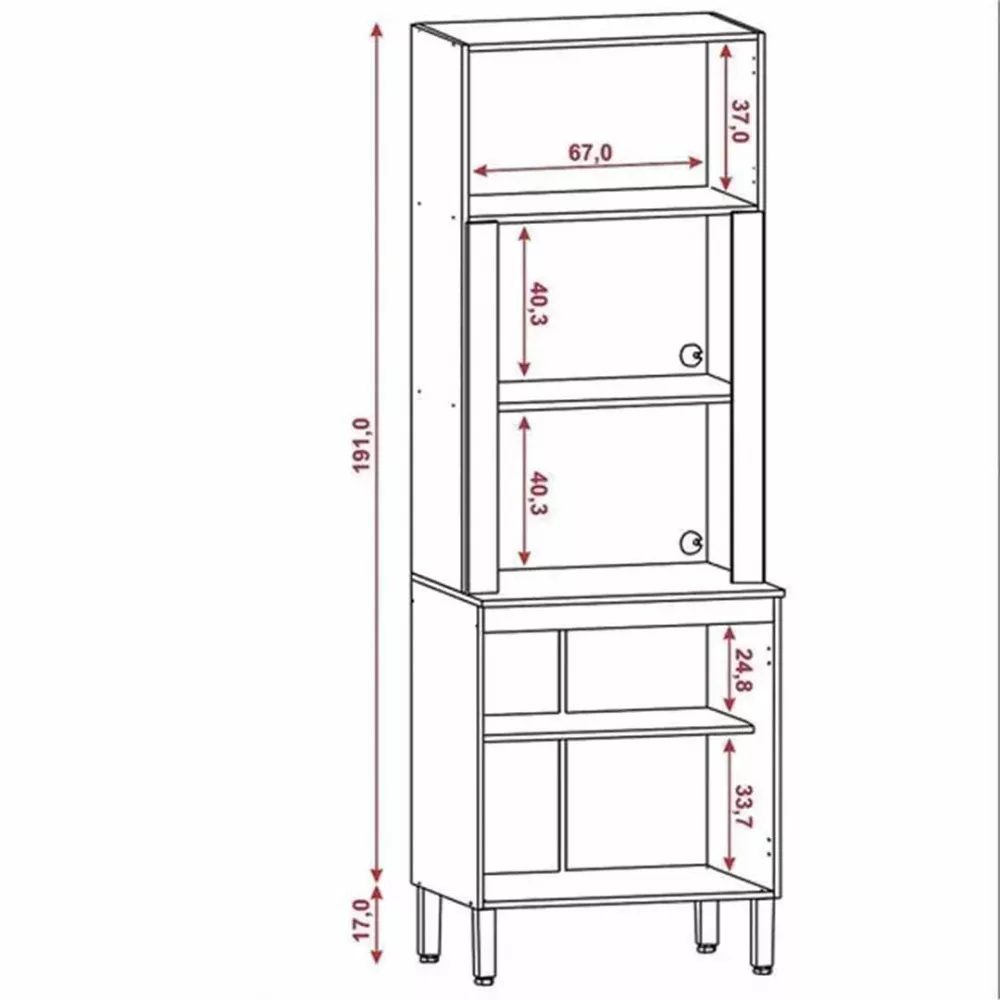 Paneleiro Kits Paraná Ametista Duplo 4 Portas Sem Gavetas