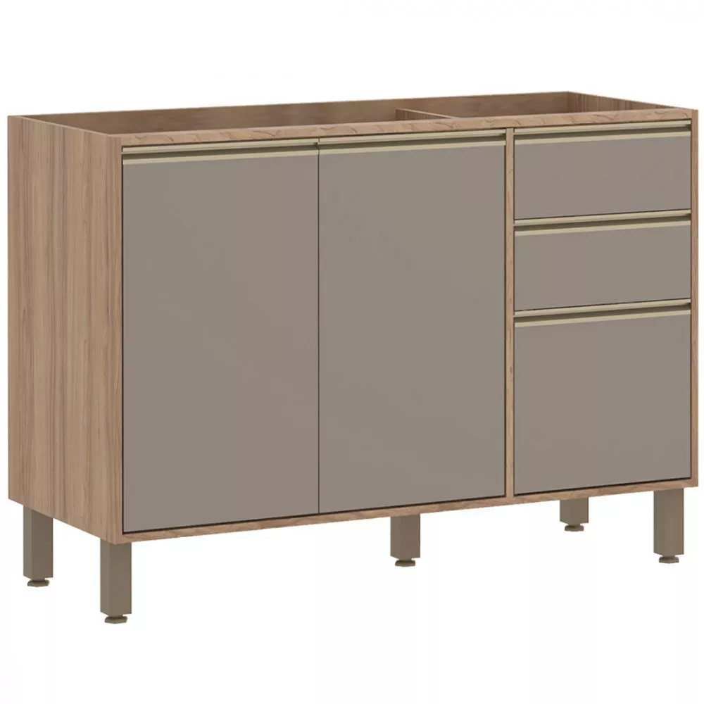 Balcão Luciane Yara 2 Portas 3 Gavetas sem Tampo 120 cm 1304/199