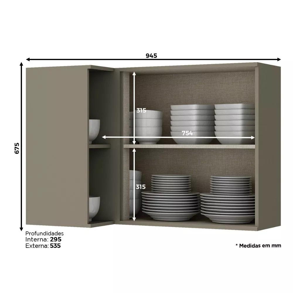 Armário de Canto Henn 1 Porta Connect C58