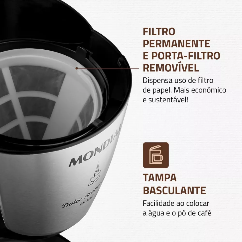 Imagem 10 de 12 de Cafeteira Elétrica Mondial Dolce Arome 550W C-30-18X