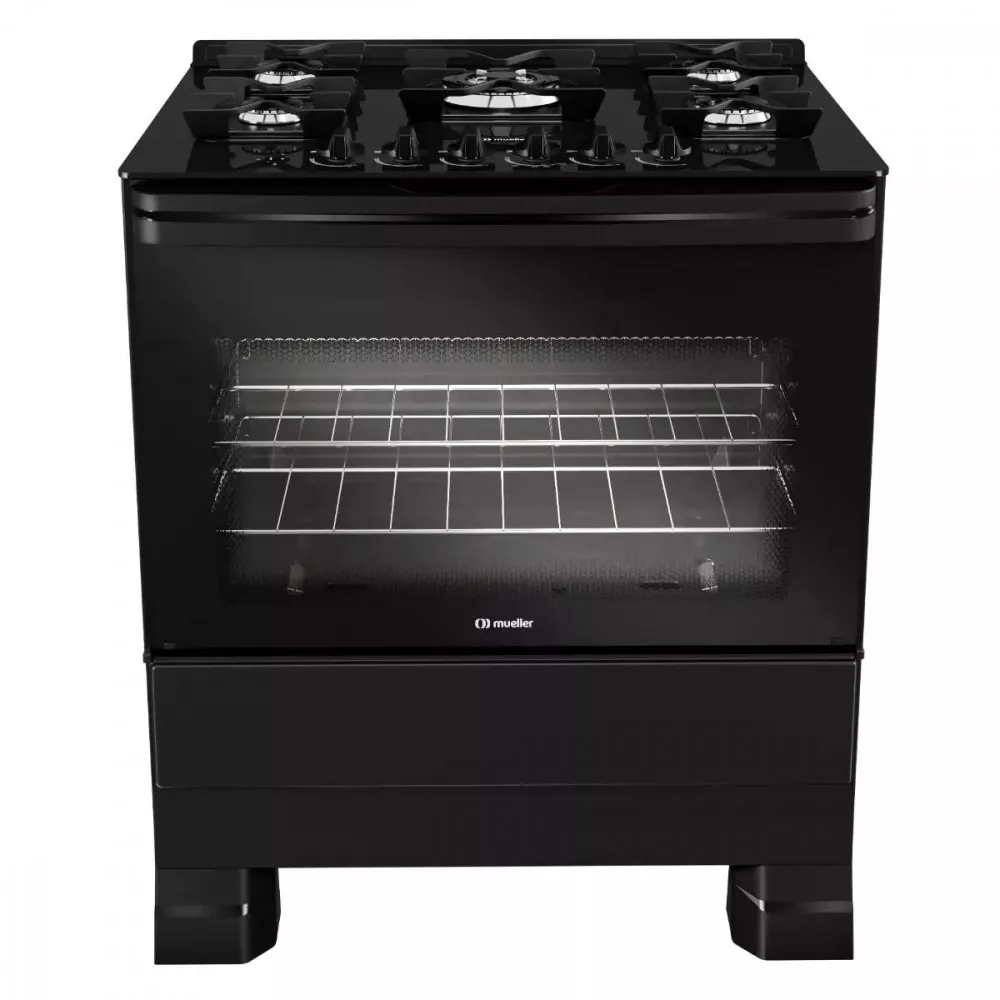 Fogão Mueller 5 Bocas Com Mesa De Vidro E Grades De Ferro