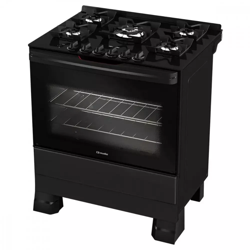 Fogão Mueller 5 Bocas Com Mesa De Vidro E Grades De Ferro