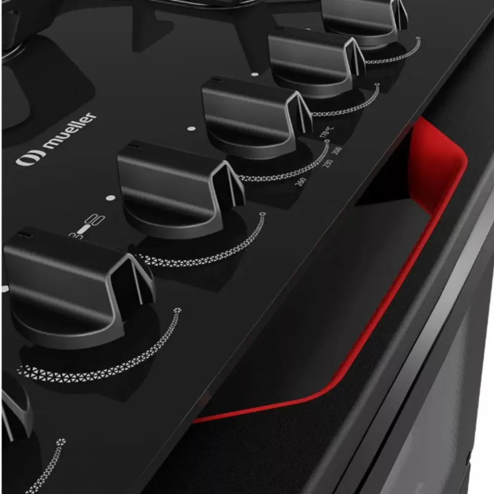 Fogão Mueller 5 Bocas Com Mesa De Vidro E Grades De Ferro