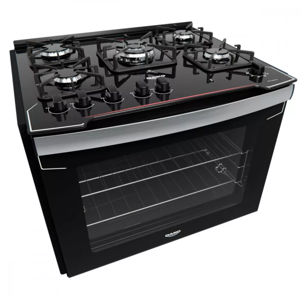 Fogão de Embutir 5 Bocas Dako com Mesa de Vidro Diplomata