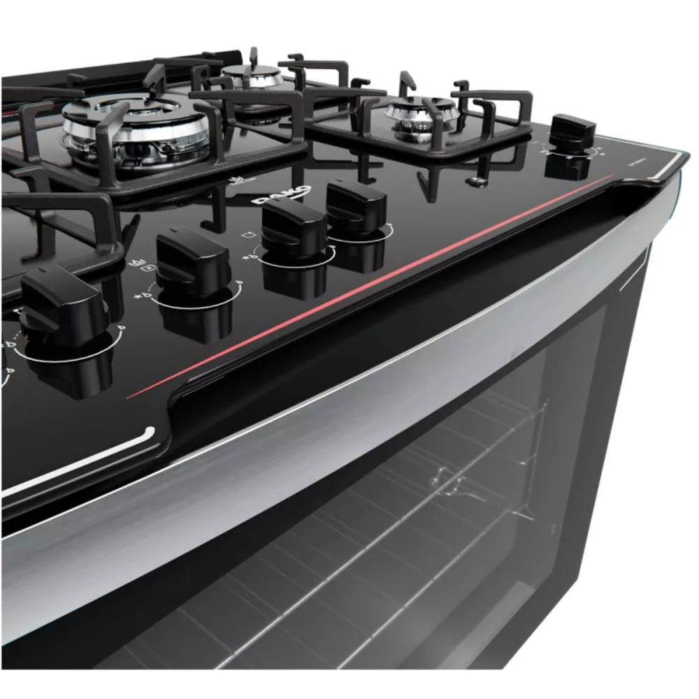 Fogão de Embutir 5 Bocas Dako com Mesa de Vidro Diplomata