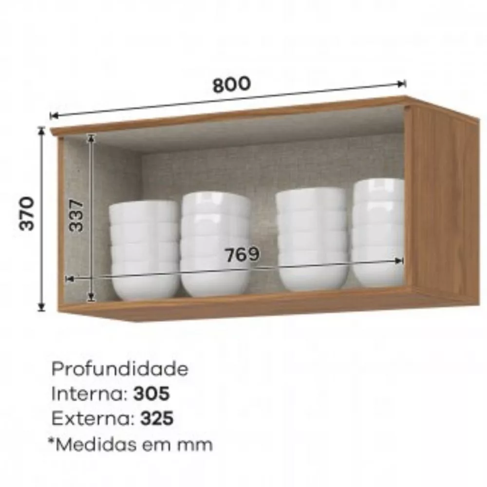 Armario Aéreo 1 Porta Basculante 80cm Requinte Henn