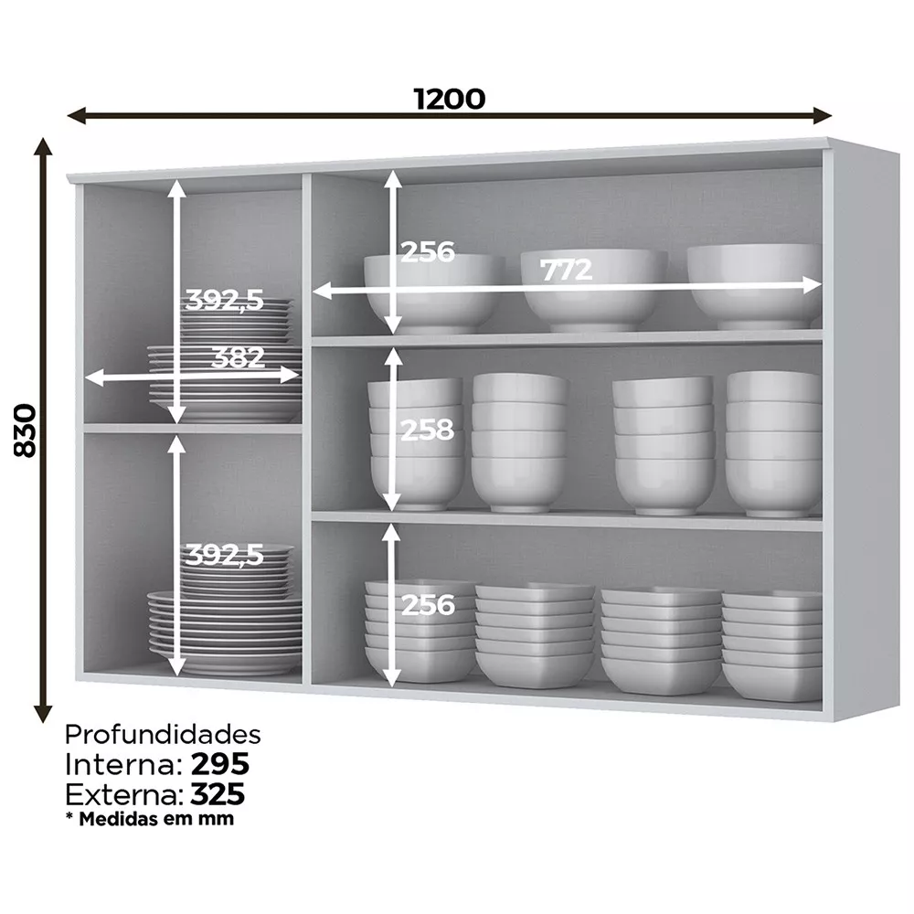 Armário de Cozinha Henn Americana 3 Portas 120 cm C352-05