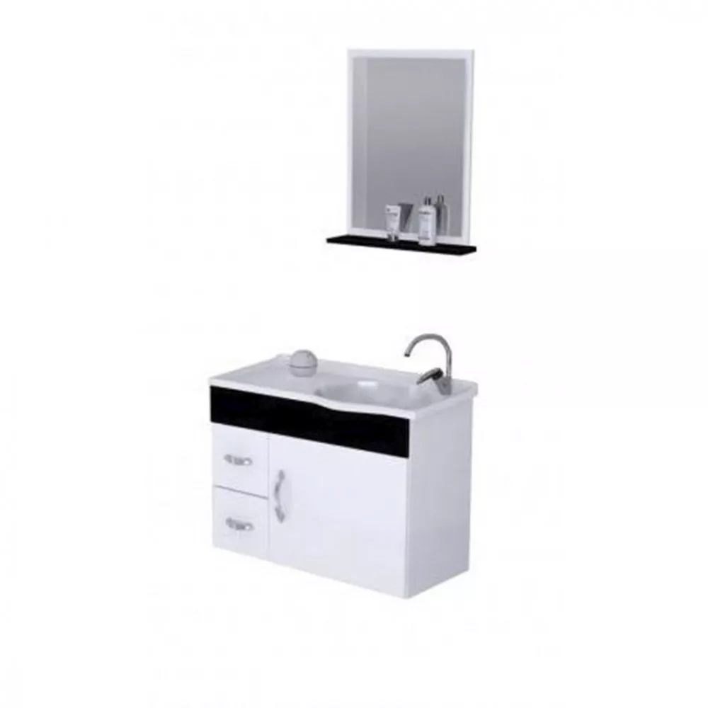 Kit Banheiro Rorato Siena Armário Suspenso Com Pia E Espelho Semi Montado